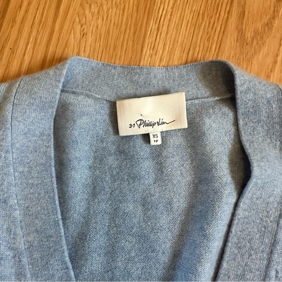 3.1 phillip lim XS sky blue cashmere cardigan with hidden buttons side slit - Picture 2 of 11